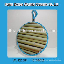 New bamboo design ceramic pot holder with lifting rope